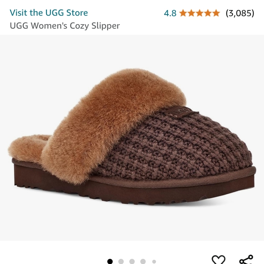 UGG burnt ceder chocolate brown cozy knit slipper
